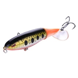 1 piece (3# large, 14 cm - 37 g) artificial crankbait fishing tackle topwater bait with rotating tail treble hooks for bass trevally trout pike in freshwater salt water
