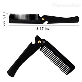 Framendino, 3 Pack Black Folding Beard Combs Pocket Fine Tooth Mustache Hair for Groomsmen Wedding Party Favor
