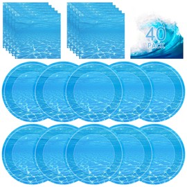 40 Pcs Ocean Plates and Napkins Sets - Under The Sea Party Supplies Tableware, Blue Disposable Paper Plates and Napkins Kit for Summer Ocean Themed Party Decorations Birthday Table Decor, Serves 20