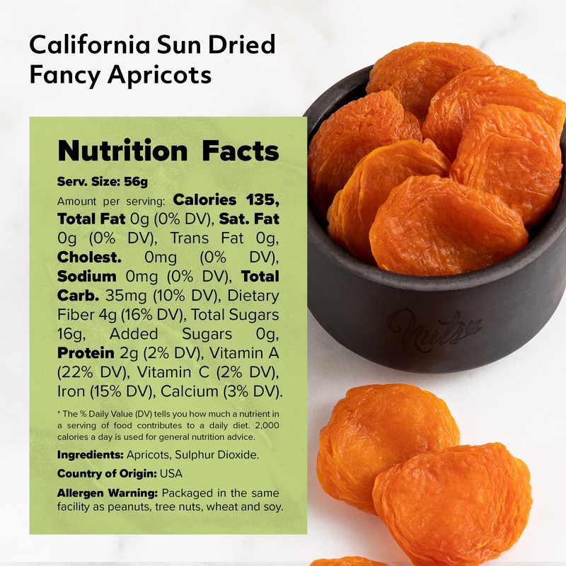 NUTS U.S. - California Sun Dried Fancy Apricots | Juicy