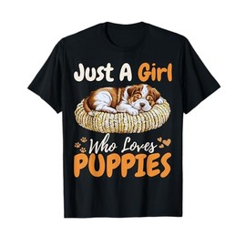 Just A Girl Who Loves Puppies Pugs For Girls For Dog Lover T-Shirt
