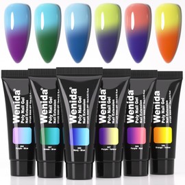 Wenida Nail Extension Gel Kit 6 Temperature Color Changing Colors Nail Builder Gel Nail Enhancement Gel Set for Home DIY Nail Manicure Art (Temperature Changing)