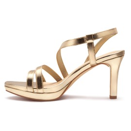 Carcuume Women's Strappy Platform Heeled Sandal,NATRACY-GOLD PU-8