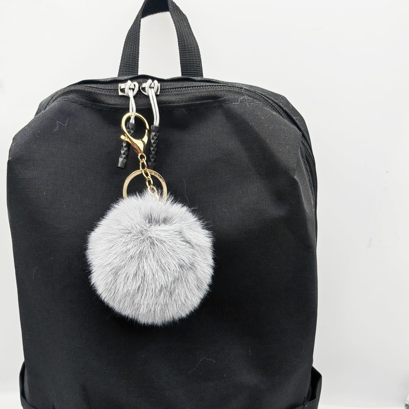 MMQXWZG 2PCS Pom Pom Keychain Faux Rabbit Fur Ball for