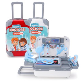 Toyland® 14-teiliger Reisekoffer für Junior-Ärzte – Medizinische Ausrüstung, Aufkleber und Reisekoffer enthalten – Fantasie-Spielset – Reisespielzeug – Ab 3 Jahren