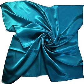 satin silk Large Square Plain Nautical Head Neck Scarf Wrap 90 cm X 90 cm (TEAL)