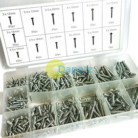 Dapetz ® Countersunk Screws, 550pcs Self Tapping Screws Assortment Nickel-Plated Carbon Steel Flat Head Screws Set for Soft Metal Plastic and Wood 13 Sizes