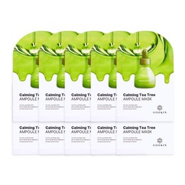 Gukin GOOKIN Calming Tea Tree Ampoule Skin Soothing Mask Pack (10 Sheets) / GOOKIN 구킨 카밍 티트리 앰플 피부진정 마스크팩 10매입