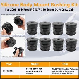 KARTONMOTOR Silicone Body Mount Bushings Kit for 2008-2016 Ford F250 F350 Super Duty Accessories,Silicone F250 Body Mount Bushings Outlast,No Bumps and No Noise Than The Original (Black)