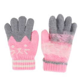 Children's Warm Winter Gloves / Mittens with Plush Lining, Cute Ski Gloves, 3 - 8 Years Old, for Skiing / Snowboarding / Playing / Running, pink