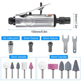 Air Sander Set - Grinding and Polishing - Suitable for Automotive, Furniture and Metal Working. Air Grinder Features Integrated Grinding Heads for Multiple Specifications (Black)