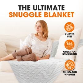 Cheer Collection Cable Knit Throw Blanket - Super Soft, Cozy Knit Blanket for Couch, Bed & Chair, Thick Knitted Throw Blanket for All Seasons, 50"x60" Ivory Acrylic Blanket