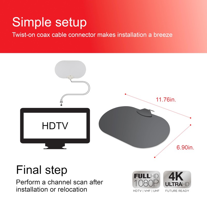 UltraPro Reversible Indoor HD TV Antenna, 4K/8K Ultra HD Read,