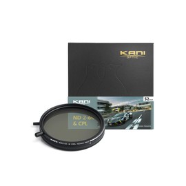 KANI 812636 52mm Variable ND Filter, ND2-64+CPL, Dimming Effect, Up to 6 Stop Dimming Effect, Multi-Purpose Filter, Includes Detachable Adjustment Knob, X-Shape Inconsistency Suppression, Low