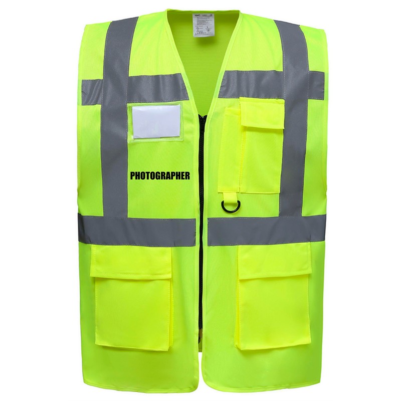 Photographer Superior Zipped Hi Vis Vest High Visibility Safety Waistcoat