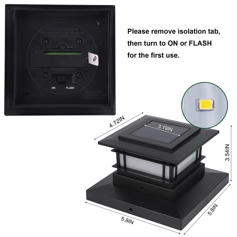 Dynaming 6 Pack Solar Post Cap Lights Outdoor with Flickering