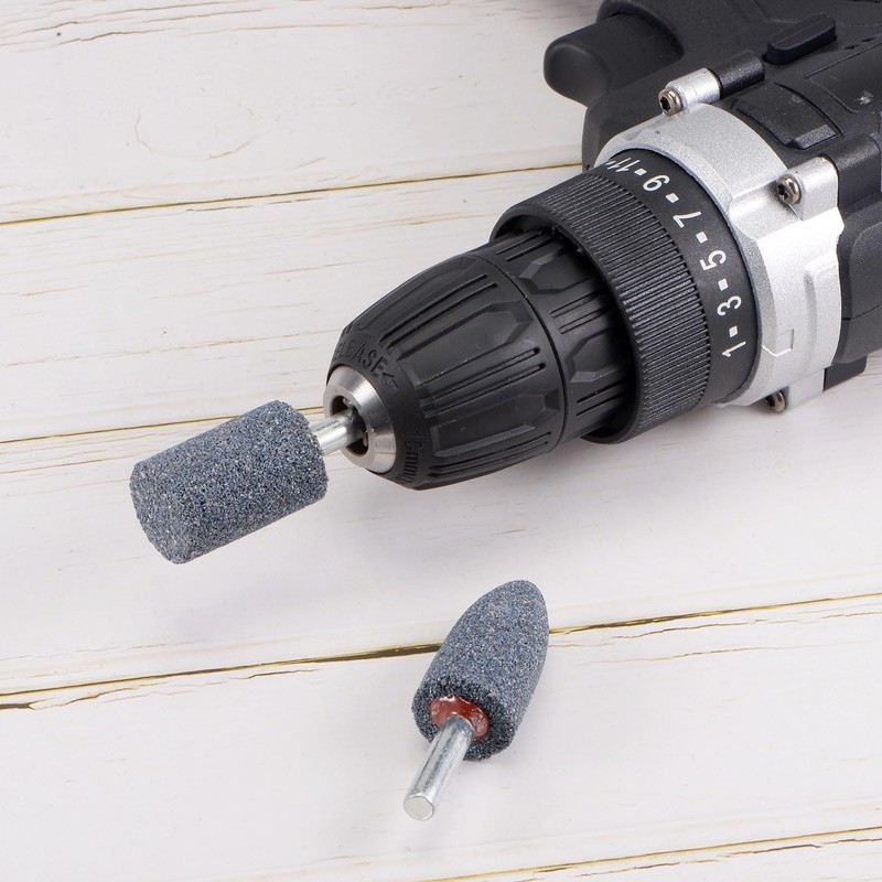 sourcing map Abrasive Mounted Stone 1/4" Shank 1.18" Dia Conical