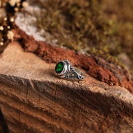 LOMBARDY JEWELRY Round Shape Brilliant Cut Green Cz Cubic Zirconia Stone Genuine 925 Sterling Silver Simulated Emerald Luxury Filigree Statement Ring for Women Gift for Her (8)