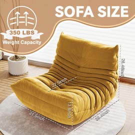 Snug Sofee Bean Bag Chairs for Adults, Bean Bag Sofa - Adult Size with Soft Waterproof Fabric for Living Room, Apartments, Reading Corner, Gaming, and Movie Venue (Yellow)