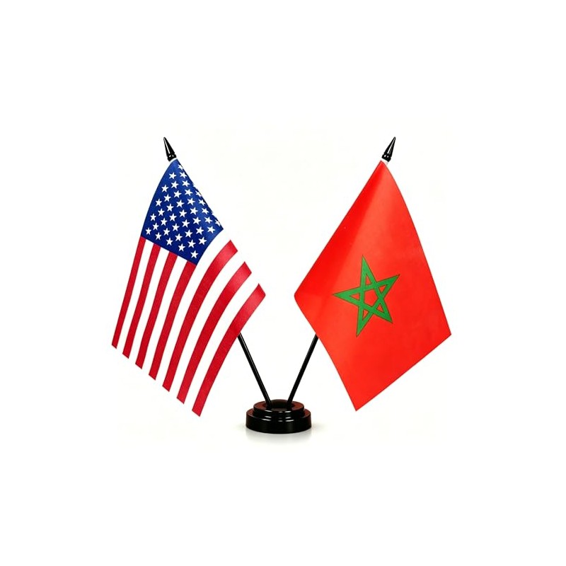 America & Morocco Friendship Twin Desk Flag, US Morocco Table