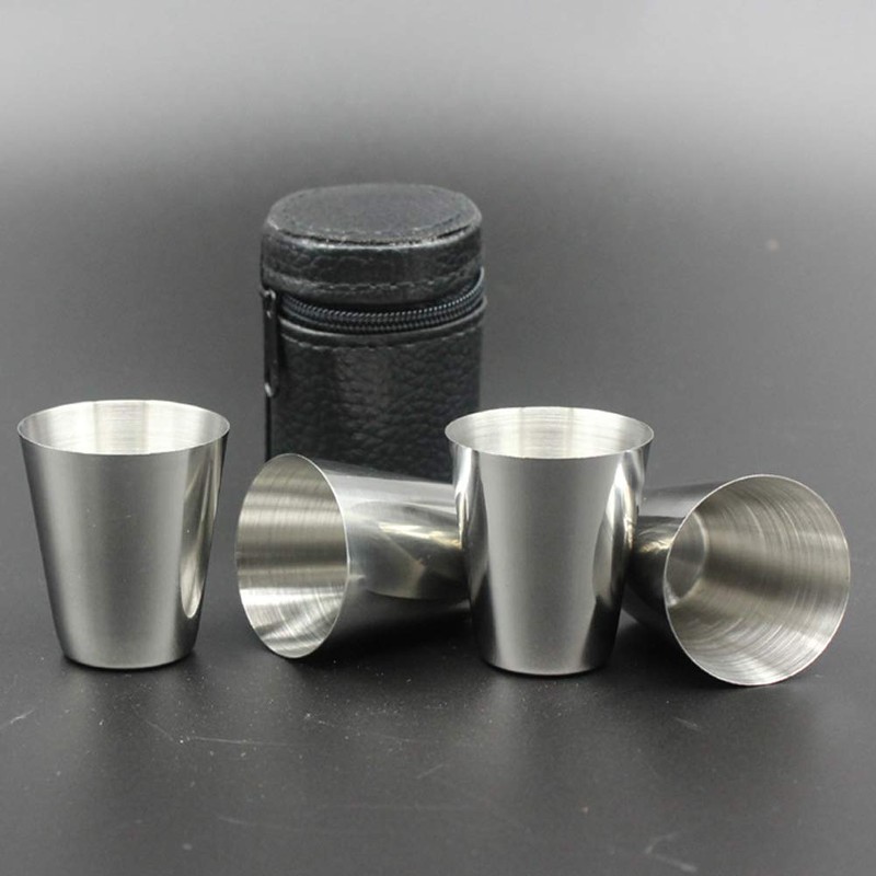 4 Pieces 30ml (1oz) Stainless Steel Shot Cups Shot Glass