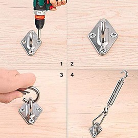 ZOYUBS Pad Eye Plate, Diamond Pad Eye Plate, Diamond Eye Plate, Diamond Eye Plate, Rhombic Stainless Steel Loop, Matching Screw, Wall-Mounted Pad Eye, Ceiling Eye, 304 Stainless Steel Loop Hook, Eye Durable Wall/Ceiling Mount Hook with 16 Screws, Ceiling