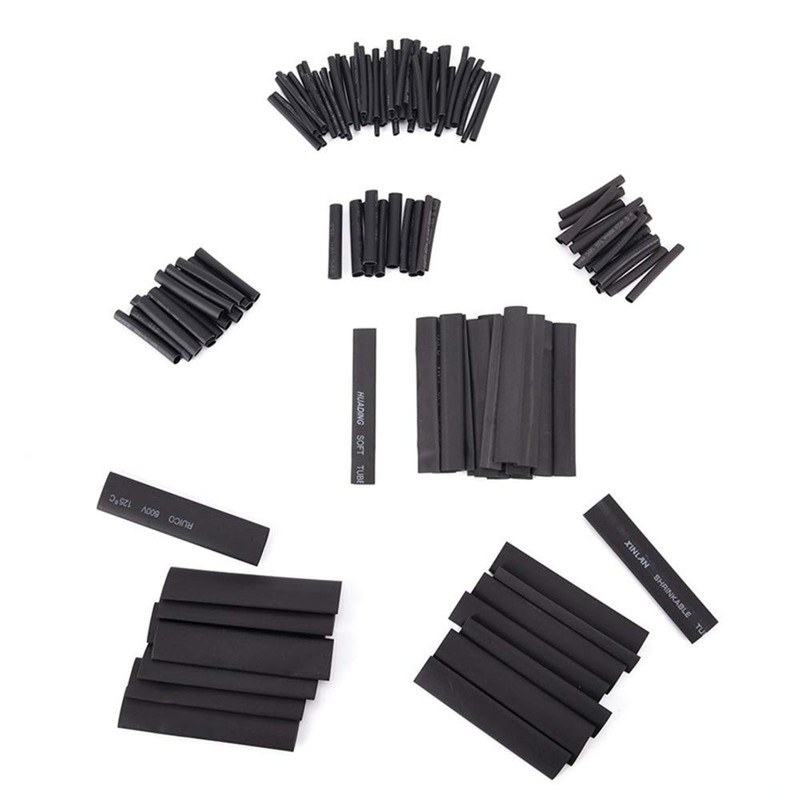 127Pcs Heat Shrink Tubing Kit 12 Sizes Black Electric Insulation