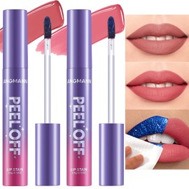 Jolilab Intense Lip Stain Peel Off Masque - Ultra - Long - Lasting, Water - Resistant and Transfer - Resistant Coral Lip Tint, Satin Finish Peel - Off Lip Makeup（#03+04）