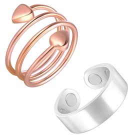 Feraco 2 PCS Copper Magnetic Therapy Rings for Women,99.99% Pure Copper Thumb Ring with Magnets