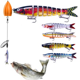 Realistic Fishing Lures | Practical Swimbait for Bass,Realistic Bass Fishing Lures, Multi Jointed 8-Section Swimbait Bait Trout Perch for Outdoors, Camping
