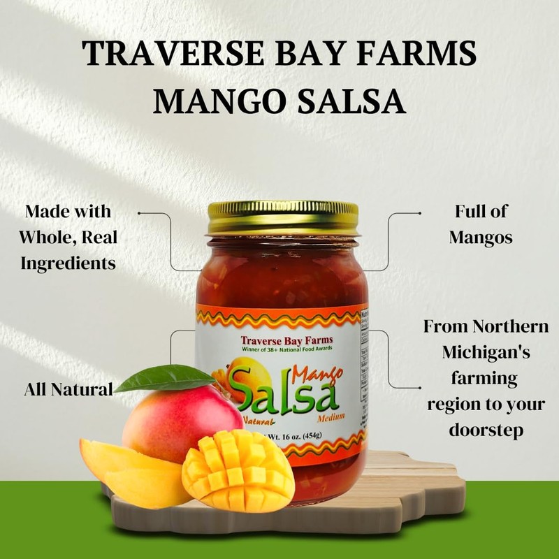 Traverse Bay Farms Nationally Award-Winning Salsa (Mango, 1 Jar)
