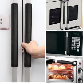 Saihisday Black Refrigerator Handle Covers, Kitchen Handles Covers Non Slip Appliance Microwave Oven Stove Dishwasher Handle Protector Kitchen Cabinet Bathroom Fridge Door Handle Covers