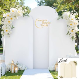 White Beige Arch Backdrop Covers Set of 3 Wedding Arch Covers Stretchy Backdrop Baby Shower Birthday Party Arches Cover 6FT 6.6FT 7.2FT Arch Stand Cover Spandex Bridal Shower Decoration