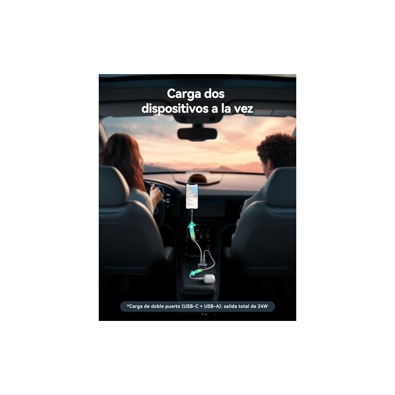 INIU Cargador de Coche, 60WUSBCUSBA Carga RÁPIDA Cargador de Automóviles