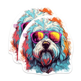 (2 Pack) Komondor Dog Stickers - Komondor with Sunglasses - Choose FromOver 100 Dog Breeds - 5 Inches On Longest Side - Premium Vinyl - Made in USA - BMCS0363