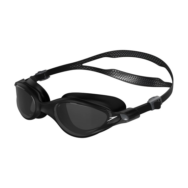 Speedo Unisex Adult V-Class Vue Swimming Goggles, Black/Silver/Light Smoke, One Size