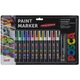 POSCA Pens PC-5M Acrylic Felt Tip Coloured Permanent Paint Markers for Adults and Kids. Perfect for Colouring, Fabric, Graffiti, Watercolour, Outline Drawing, Window and Glass Art. 12 Pack
