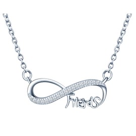 MicLee Women's "Love" Infinity Sign Necklace Fashion 925 Sterling Silver Cubic Zirconia Pendant Chain with Gift Bag Super Gift for Couples Mother Daughter, Silver Cubic Zirconia, Cubic Zirconia