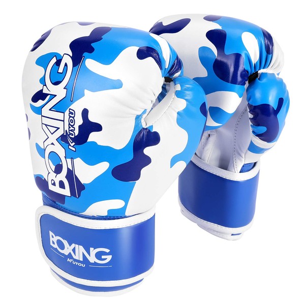 Kids Boxing Gloves, Boxing Gloves for Children 3-9 Youth Boys Girls Toddler PU Cartoon Sparring Training Boxing Gloves for Punching Bag, Kickboxing, Muay Thai, MMA (Blue)