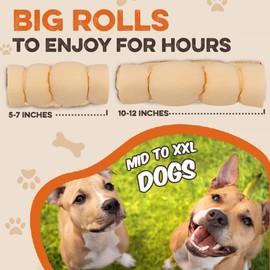 Premium Beef Cheek Rolls for Dogs 5-7" - (3-Pack) Long Lasting, Safe & Natural Rawhide Alternative Chews, Ideal for Large Dogs & Aggressive Chewers, Supports Dental Health & Digestion