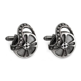 Cufflinks Film Roll Shiny Gunmetal Approx. 1.8/2.4 cm + Orange Exclusive Box, Brass, without stone