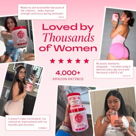 Peach Perfect- “Monohidrato de Creatina en Polvo, Limonada Rosa, Creatina Constructora de Glúteos para Mujeres con Colágeno, BCAA,