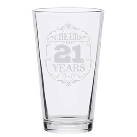 Veracco Cheer To Twenty One Beer Glass Pint 21st Birthday Gift For Him Her (Clear, Glass)