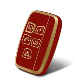 WORCAS Soft TPU Key Fob Cover Case for Range Rover，Compatible with Jaguar Range Rover Evoque Velar Discovery LR4 Land Rover Sport and Jaguar XF XJ XE F-PACE F-Type(Red)