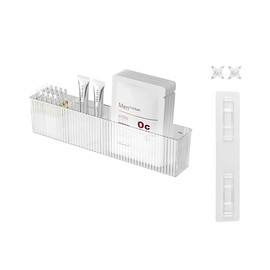 WIFORH Clear Floating Shelf, Cupboard Door Storage Organiser, 35cm Acrylic Narrow Shelf, Office Mark Pen Holder with 3 Compartments for Bathroom Kitchen Home, 1 Pc