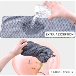 Large Hair Towel Wrap for Women Bath Towel, Plush Absorbent Microfiber Hair Towels with Elastic Strap, Soft Hair Drying Towel, Quick Dry Hair Turban for Thick Hair (Grey, 60cm*100cm)