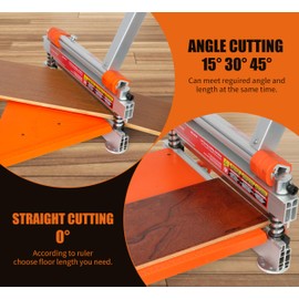 CUTTEREX 13" Pro.Floor Cutter-No Dust,No Noise,No Electricity. Multi-Angle Cuts for Laminate,Vinyl,Wood & More,Pro. ALU Long Leverage Handle,Longlife HSS Blade,Safe & Easy to Use! Orange & Wheeled