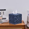 Klein Blue Woven Macrame Boho Square Tissue Box Cover, Resin