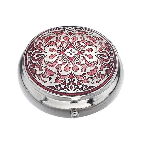 Sea Gems presented by Celtic Glass Designs Pill Box (Standard Size) in an Arabesque Design in Red Color