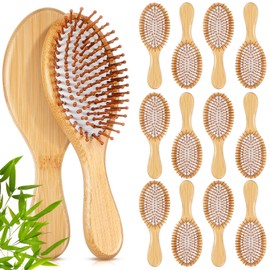 Weysat 12 Pcs Bamboo Hair Brushes Bulk Natural Wooden Paddle Brush Lightweight Massage Scalp Combs Bamboo Detangling Hairbrush for Women Men for All Hair Types, Anti Static(White)